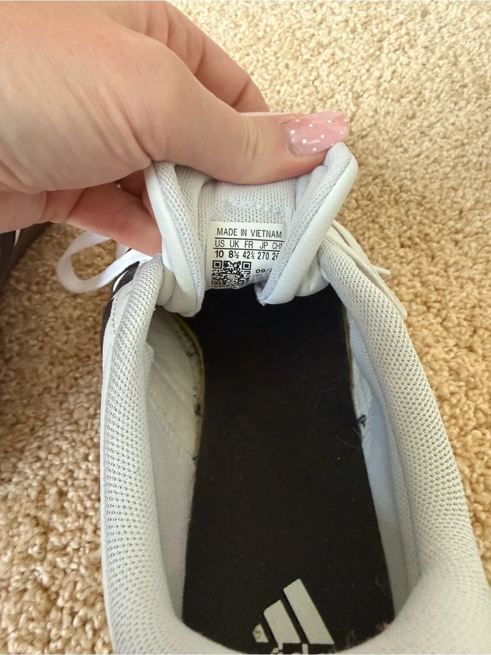 adidas White Athletic Sneakers with Black Insole Branding - Picture 3 of 4